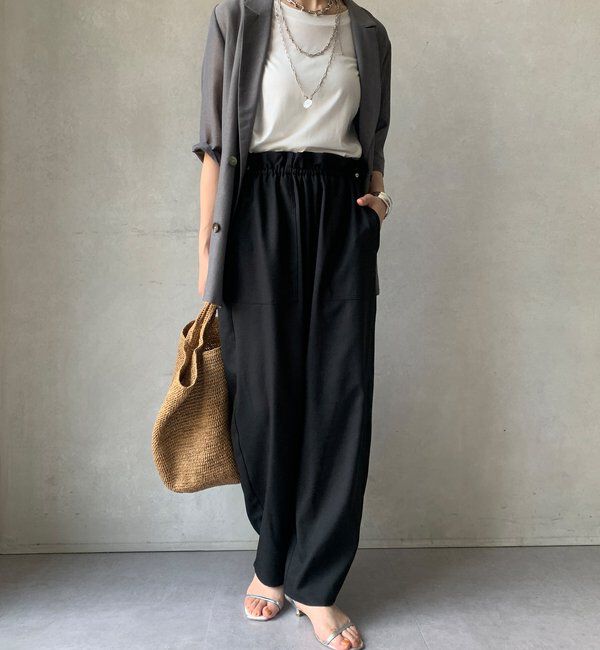  「【WEB限定】 麻調シャイニーイージーパンツ」|チノ|