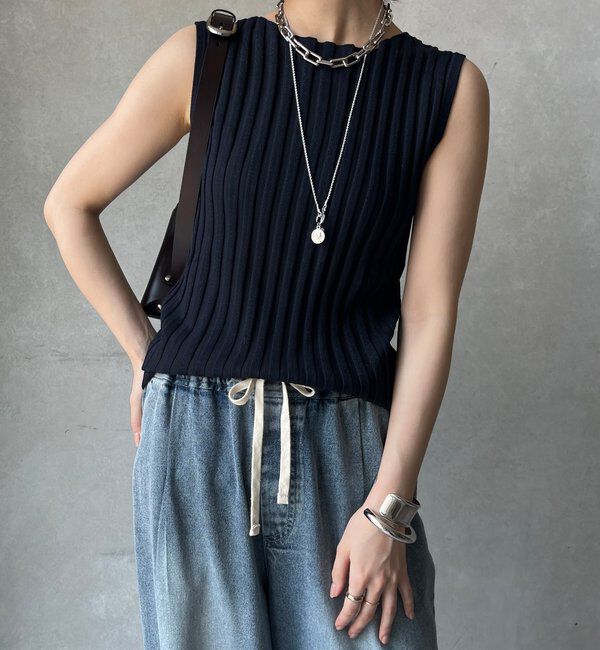  「【WEB限定】ラメリブニットタンク」|ニット・セーター|ブラック