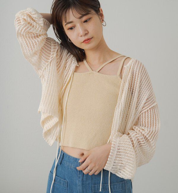  「【WEB限定/2サイズ展開】カットレースカーディガン」|Tシャツ・カットソー|