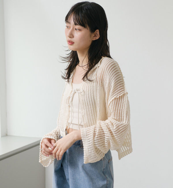  「【WEB限定/2サイズ展開】カットレースカーディガン」|Tシャツ・カットソー|