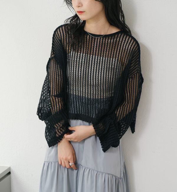  「【WEB限定/2サイズ展開】カットレースカーディガン」|Tシャツ・カットソー|