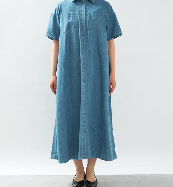  「《2サイズ・大人カジュアルなムードに》半袖デニムシャツワンピース」|その他|