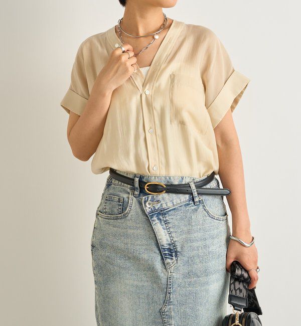  「《きちんと感・快適な着心地》カラーレス半袖シャツ」|シャツ・ブラウス|