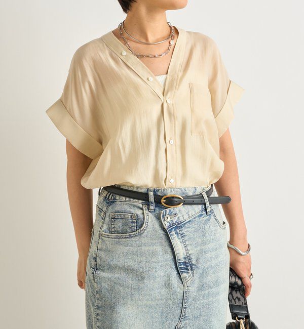  「《きちんと感・快適な着心地》カラーレス半袖シャツ」|シャツ・ブラウス|