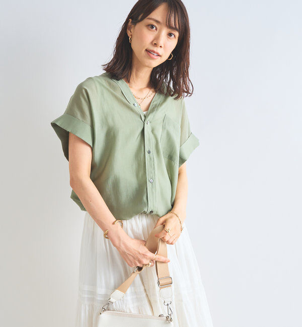  「《きちんと感・快適な着心地》カラーレス半袖シャツ」|シャツ・ブラウス|