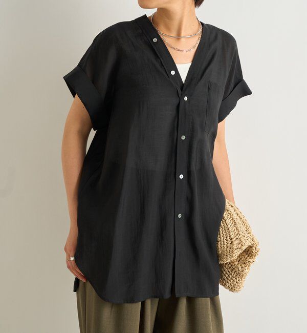  「《きちんと感・快適な着心地》カラーレス半袖シャツ」|シャツ・ブラウス|