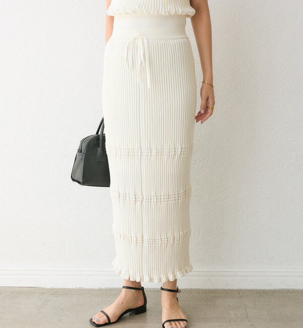  「【セットアップ対応】ウエービーリブスカート」|スカート|オフホワイト