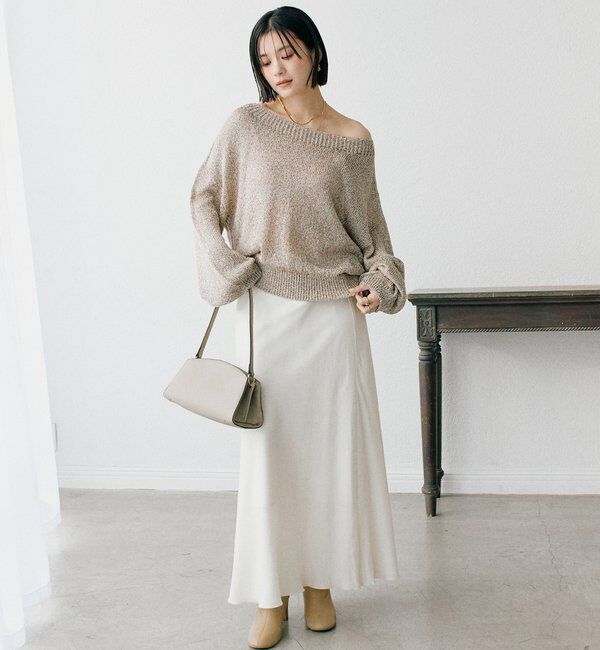  「予約【ワンショルやオフショルにも！】ペーパーMIXニット」|ニット・セーター|