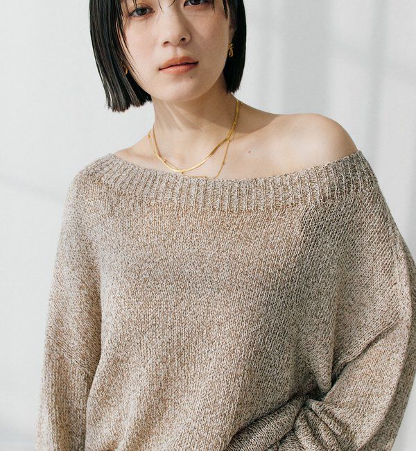  「予約【ワンショルやオフショルにも！】ペーパーMIXニット」|ニット・セーター|
