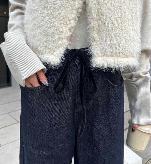  「リボンベルト付きデニム」|デニム|