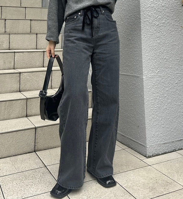  「リボンベルト付きデニム」|デニム|