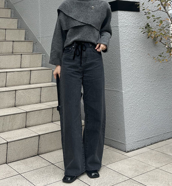  「リボンベルト付きデニム」|デニム|
