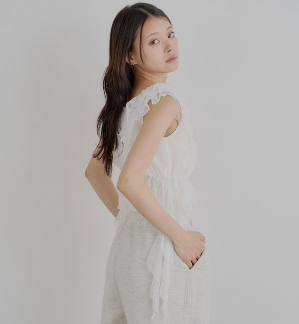  「【7色展開】レースドロップフリルシャーリングブラウス」|シャツ・ブラウス|