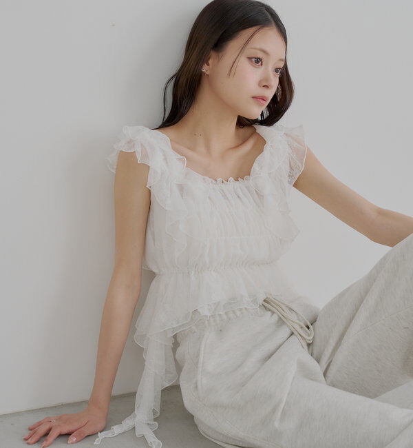  「【7色展開】レースドロップフリルシャーリングブラウス」|シャツ・ブラウス|