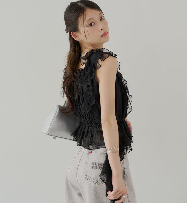  「【7色展開】レースドロップフリルシャーリングブラウス」|シャツ・ブラウス|