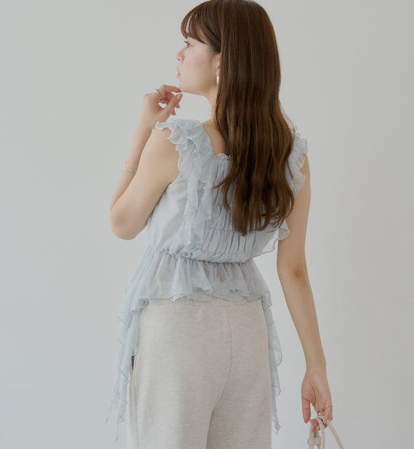  「【7色展開】レースドロップフリルシャーリングブラウス」|シャツ・ブラウス|