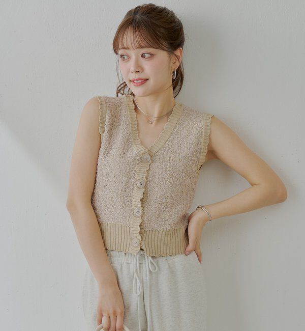 「ノースリシャギーベスト」|カーディガン|