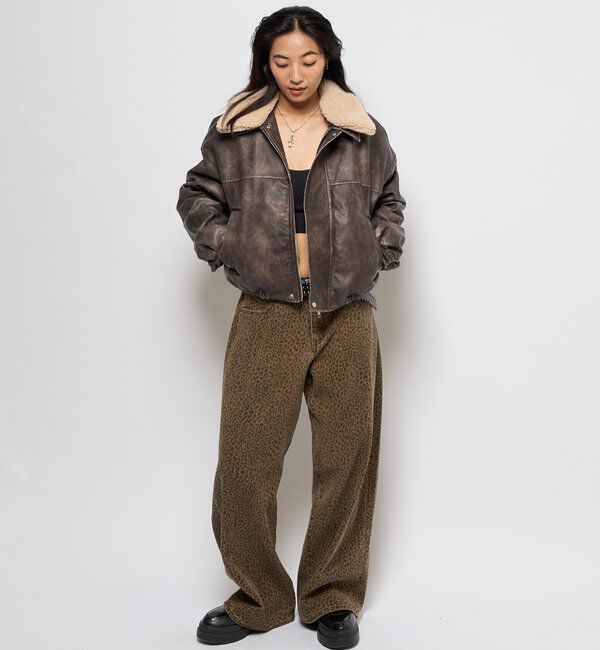  「【UNISEX/サイズ展開あり】3way ヴィンテージライクレザーボアブルゾン」|ブルゾン・スタジャン|