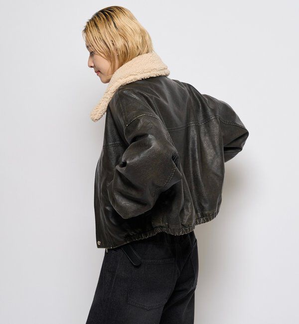  「【UNISEX/サイズ展開あり】3way ヴィンテージライクレザーボアブルゾン」|ブルゾン・スタジャン|