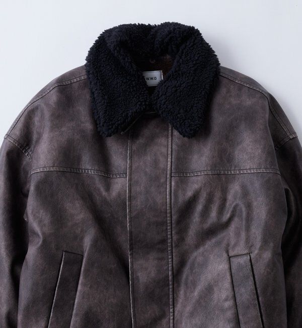  「【UNISEX/サイズ展開あり】3way ヴィンテージライクレザーボアブルゾン」|ブルゾン・スタジャン|