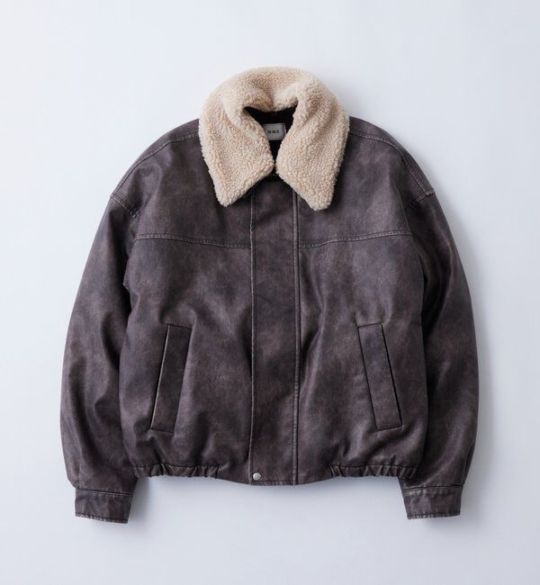  「【UNISEX/サイズ展開あり】3way ヴィンテージライクレザーボアブルゾン」|ブルゾン・スタジャン|