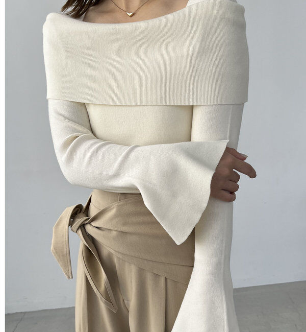  「【人気アイテム再入荷】オフショル風スクエアニット」|ニット・セーター|