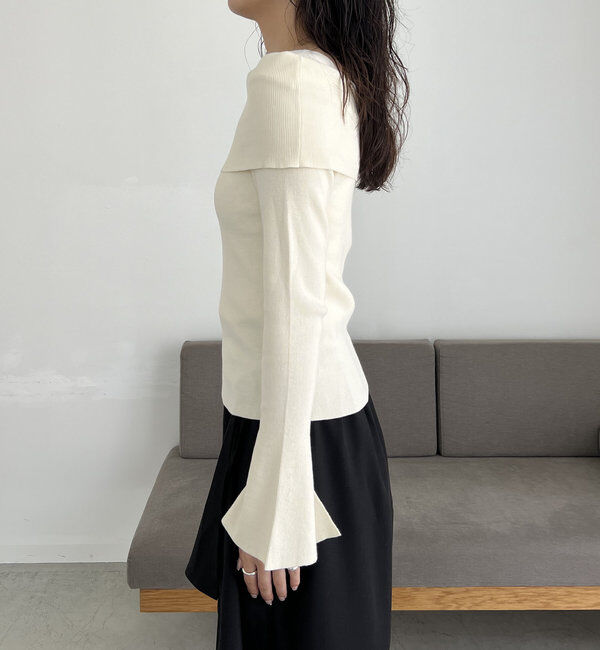  「【人気アイテム再入荷】オフショル風スクエアニット」|ニット・セーター|