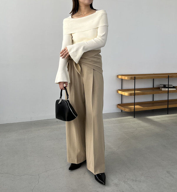  「【人気アイテム再入荷】オフショル風スクエアニット」|ニット・セーター|