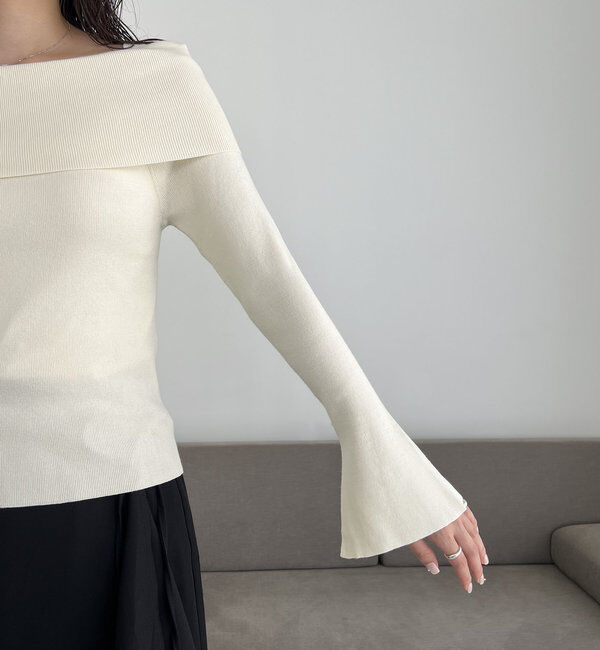  「【人気アイテム再入荷】オフショル風スクエアニット」|ニット・セーター|