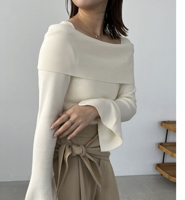  「【人気アイテム再入荷】オフショル風スクエアニット」|ニット・セーター|