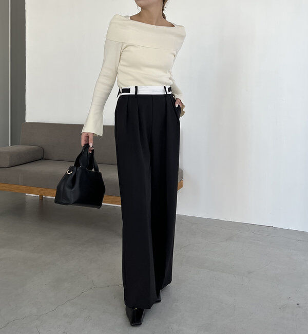  「【人気アイテム再入荷】オフショル風スクエアニット」|ニット・セーター|