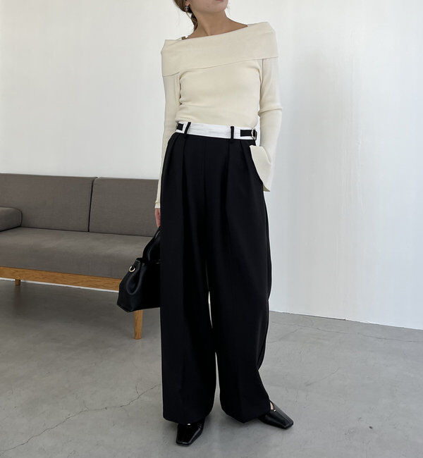  「【人気アイテム再入荷】オフショル風スクエアニット」|ニット・セーター|