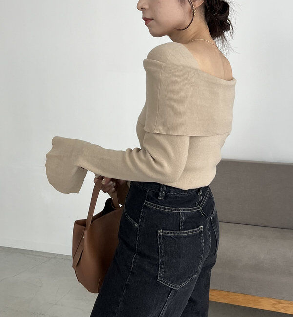  「【人気アイテム再入荷】オフショル風スクエアニット」|ニット・セーター|