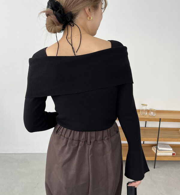  「【人気アイテム再入荷】オフショル風スクエアニット」|ニット・セーター|