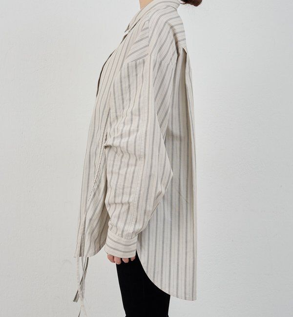  「【26SS予約】ストライプギャザーブラウス」|シャツ・ブラウス|