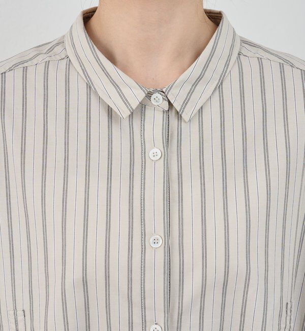  「【26SS予約】ストライプギャザーブラウス」|シャツ・ブラウス|