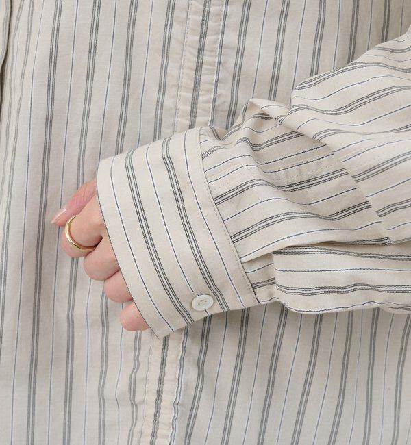  「【26SS予約】ストライプギャザーブラウス」|シャツ・ブラウス|