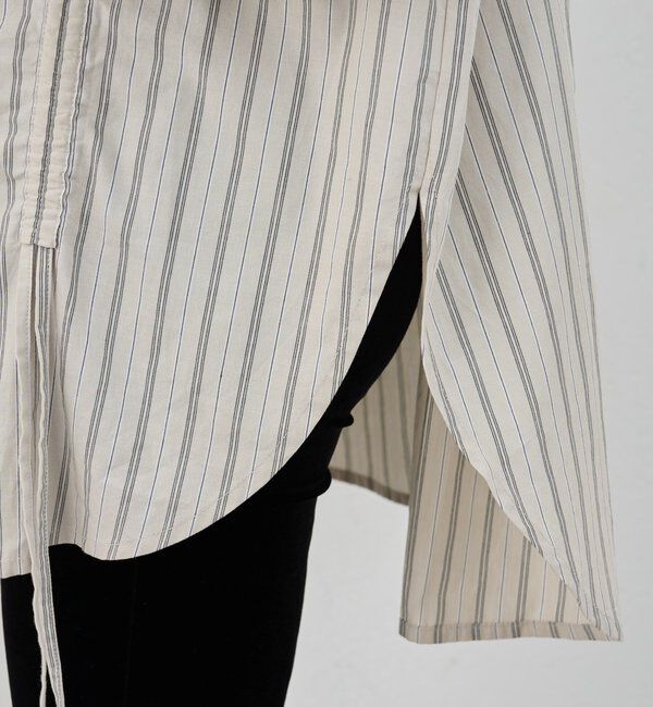  「【26SS予約】ストライプギャザーブラウス」|シャツ・ブラウス|