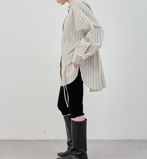  「【26SS予約】ストライプギャザーブラウス」|シャツ・ブラウス|