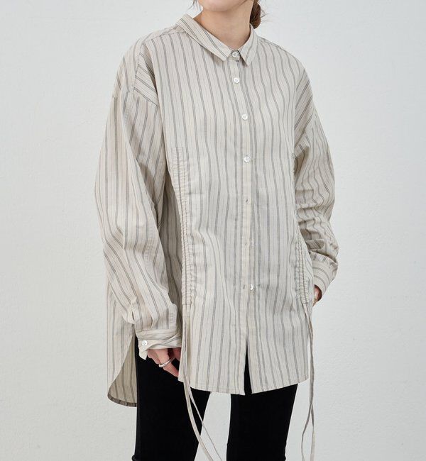  「【26SS予約】ストライプギャザーブラウス」|シャツ・ブラウス|