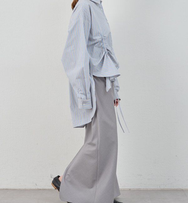  「【26SS予約】ストライプギャザーブラウス」|シャツ・ブラウス|