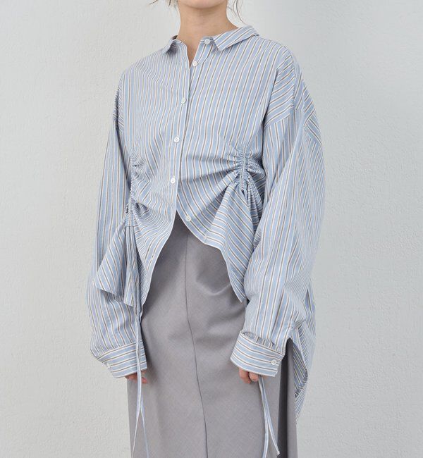  「【26SS予約】ストライプギャザーブラウス」|シャツ・ブラウス|