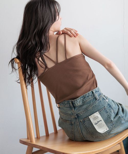 LOWRYS FARM「スタイルUPクロスカップキャミ」|Tシャツ・カットソー|