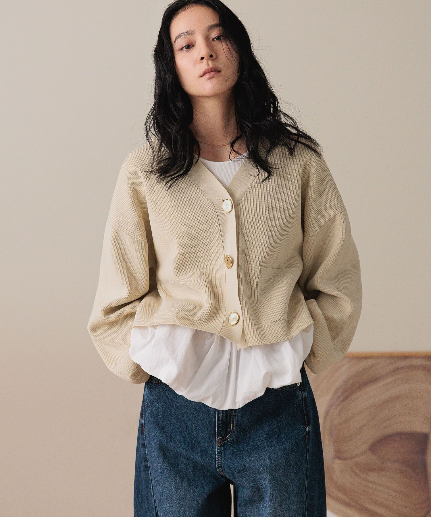 LOWRYS FARM「デコボタンショートカーディガン」|ニット・セーター|NTL