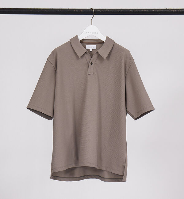 ABAHOUSE「【ワンボタン】オーバーサイズ スキッパーポロシャツ」|ポロシャツ|グレージュ