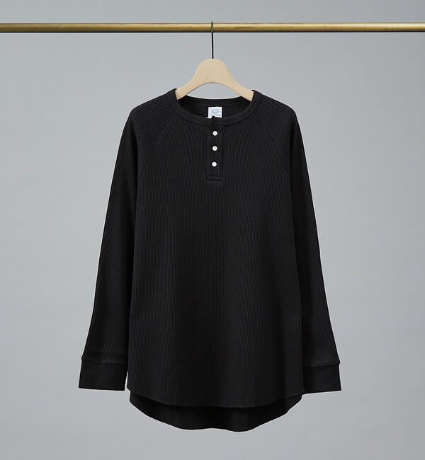 ABAHOUSE「【FRUIT OF THE LOOM】ヘビーオンス サーマル ラグラン ヘンリー」|Tシャツ・カットソー|ブラック