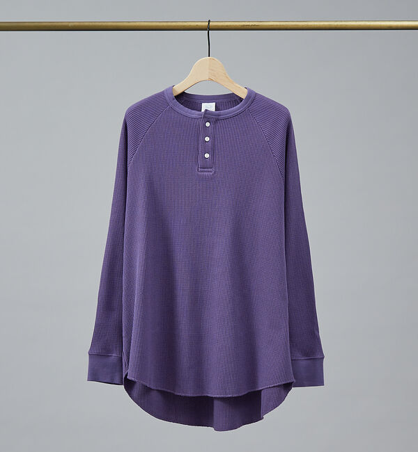 ABAHOUSE「【FRUIT OF THE LOOM】ヘビーオンス サーマル ラグラン ヘンリー」|Tシャツ・カットソー|パープル