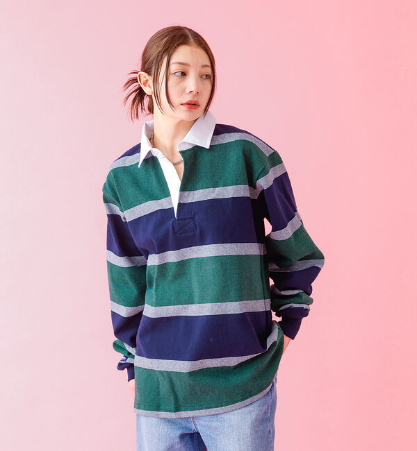 ABAHOUSE「【BARBARIAN / バーバリアン】 12oz ロングスリーブ ラガー シャ」|ポロシャツ|