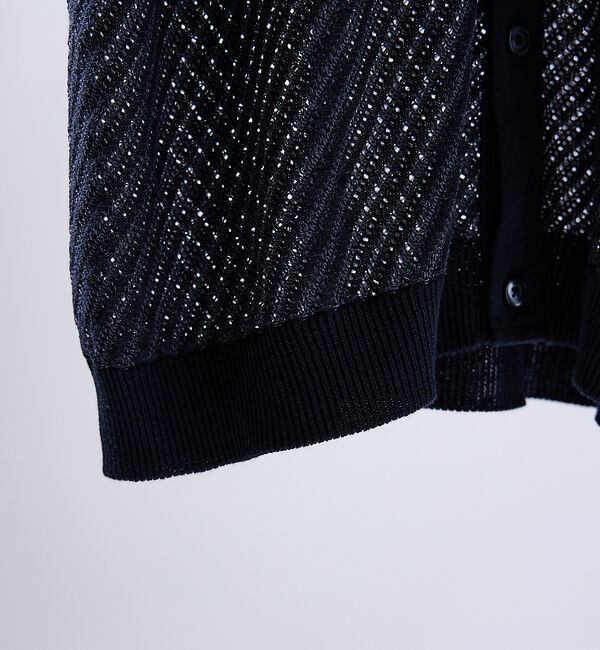 ABAHOUSE「【透かし編み】バイアス メッシュニットポロ  / ニットシャツ」|カーディガン|