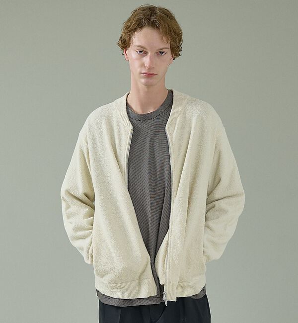 ABAHOUSE「コットンブークレー ダブルZIP ニットブルゾン / クルーカーディガン【予約】」|ブルゾン・スタジャン|